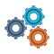 Gears machinery pieces working symbol blue lines