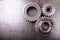 Gears on metal background