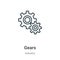 Gears outline vector icon. Thin line black gears icon, flat vector simple element illustration from editable industry concept