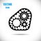Gears with timing belt, icon. The concept of operation of the engine or drive chain mechanisms. Vector illustration.