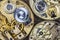 Gears of vintage clockworks, time management concept