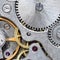 Gears of vintage steel mechanical watch
