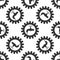 Gearwheel with tap sign as plumbing work logo icon seamless pattern on white background