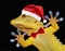 Gecko with santa claus hat and bow tie that greets everyone