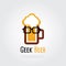 Geek Beer Logo with nerg glasses Concept. Brewery Vector illustration.