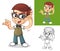 Geek Boy with Confused Gesture Hand Cartoon Character Mascot Illustration