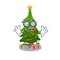 Geek christmas tree isolated with the mascot