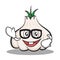 Geek face garlic cartoon character