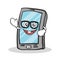 Geek face smartphone cartoon character