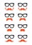 Geek glasses and ginger moustache or mustache icons