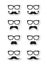 Geek glasses and moustache or mustache labels