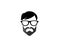 Geek head with beard wear glasses for logo