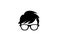 Geek Head with hairstyle wearing glasses for logo design illustration