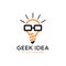 Geek idea logo template. Light bulb in glasses