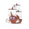 Geek miniature pirate ship cartoon on table