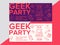 Geek party poster with electronic gadgets from 90s on trendy