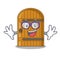 Geek wooden door isolated on character cartoon