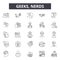 Geeks,nerds line icons for web and mobile design. Editable stroke signs. Geeks,nerds  outline concept illustrations