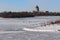 Geese on frozen lake at Regina Saskatchewan