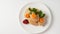 Gefilte fish with carrot. Plate of traditional Passover Pesach gefilte fish