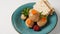 Gefilte fish with carrot. Plate of traditional Passover Pesach gefilte fish