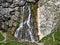 Gegsky waterfall with tourists in Abkhazia. Beautiful view.