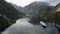 Geiranger fjord and Lovatnet lake aerial view in Norway