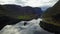 Geiranger fjord and Lovatnet lake aerial view in Norway