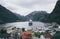 Geiranger, Norway - August 2017: big cruise ship moored the fjord