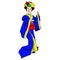 Geisha doll in blue kimono
