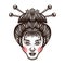 Geisha head japanese girl vector illustration