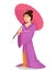 Geisha holding umbrella.