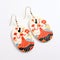 Geisha Inspired Oval Earrings With Orange Floral Designs