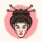 Geisha japanese girl face vector illustration