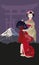 Geisha and Mount Fuji