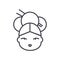 Geisha vector line icon, sign, illustration on background, editable strokes