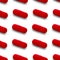 Gel capsule seamless pattern. Red capsule drug, pharmacy concept. food supplement, on white