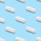 Gel capsule seamless pattern. White capsule drug, pharmacy concept. food supplement, on white