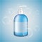 Gel, Foam, Shampoo Or Liquid Soap Dispenser Pump Plastic Bottle Blue. Bubbles