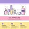 Gel Manicure Cosmetology Infographics Salon Medical Cosmetics Procedures Set Banner With Copy Space