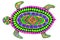 A gel pen drawing of a colorful patterned turtle.