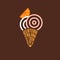 Gelateria Logo. Italian Ice Cream Emblem. Typography composition as waffle cone and Color Scoops.