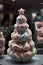 Gelato Christmas tree with star in to the store. Ice cream