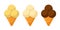 Gelato. Ice cream cone with three scoops. Vector clipart.