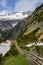 Gelmerbahn Funicular rail track in Handegg, Switzerland