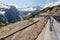 Gelmersee lake dam in Bernese Alps