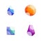 Gem icons set cartoon vector. Different shape and color precious stone