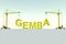 GEMBA building concept crane white background