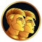Gemini golden zodiac sign, vector horoscope symbol