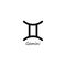 Gemini icon. Zodiac line black symbol. Vector isolated